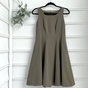 Lafayette 148 New York Bi-Stretch Sleeveless Fit &‎ Flare Dress Olive Green 6P